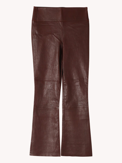 Crop Flare Leather Legging in Pinot