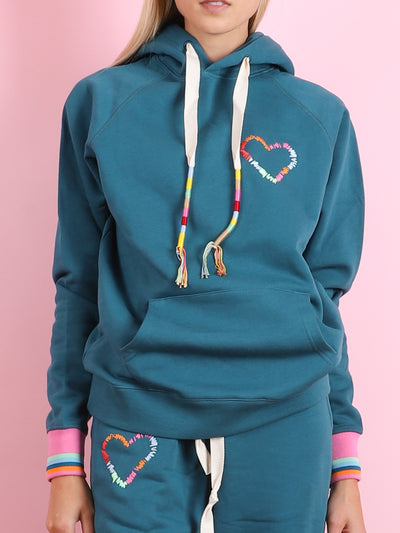 Heart Embroidered Hoodie