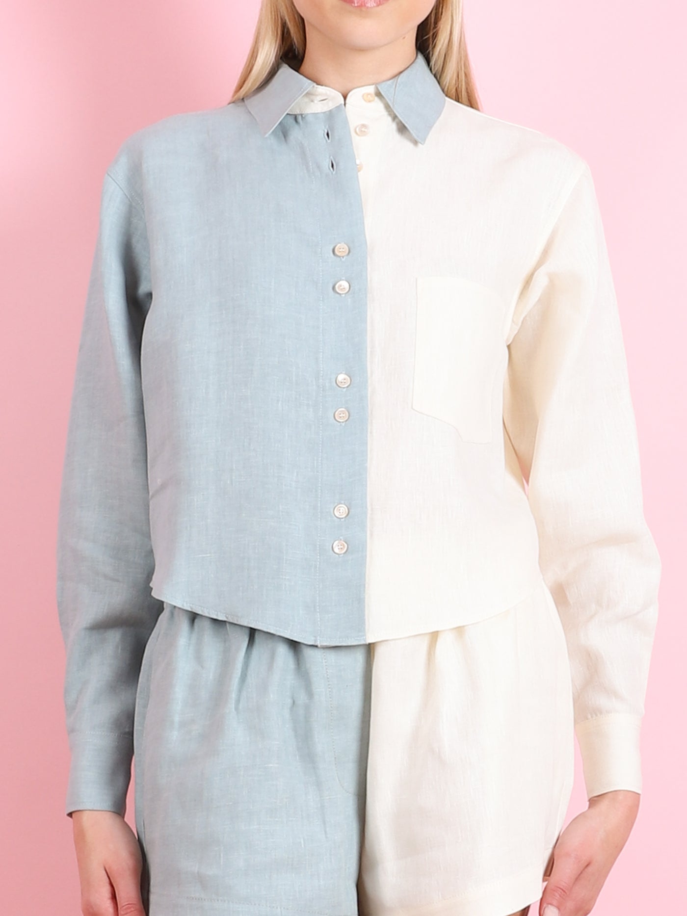CHIC BLOCK LINEN SHIRT
