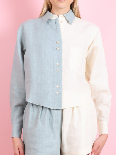 CHIC BLOCK LINEN SHIRT