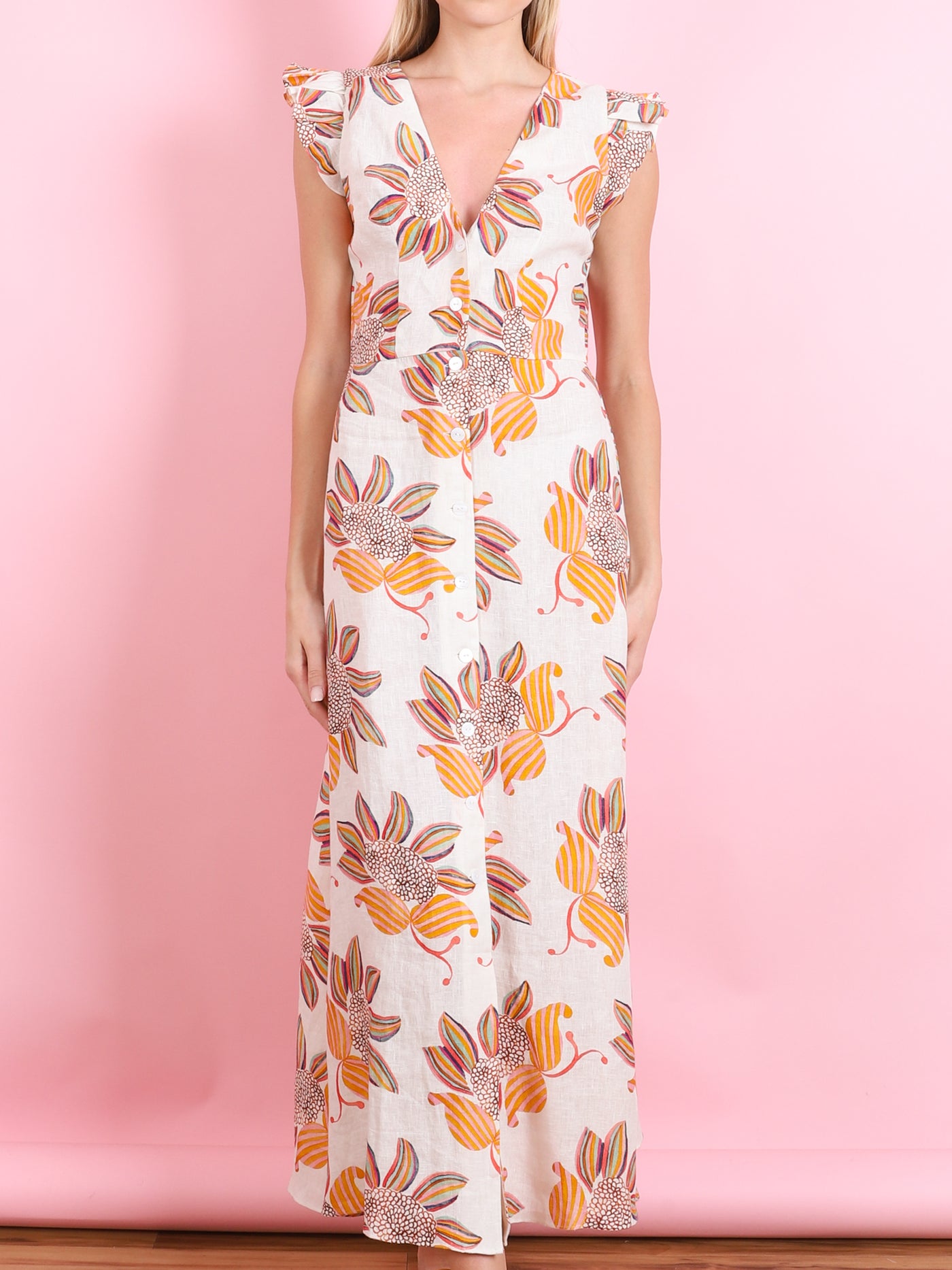 MANUELA V-NECK ANKLE DRESS