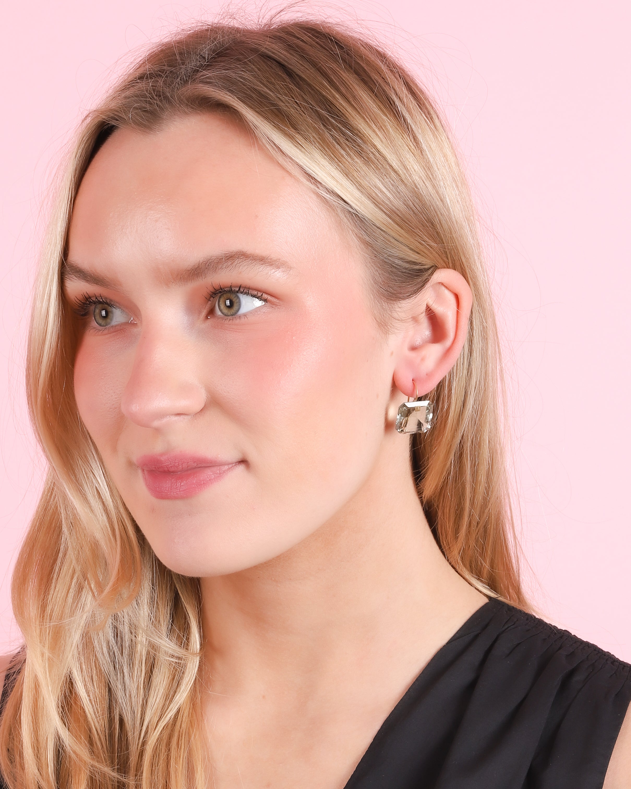 Green Quartz Square Earrings CabanaCanary