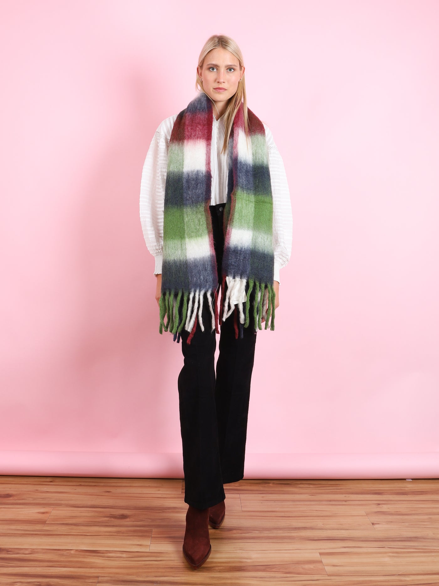 Olive & Red Scarf