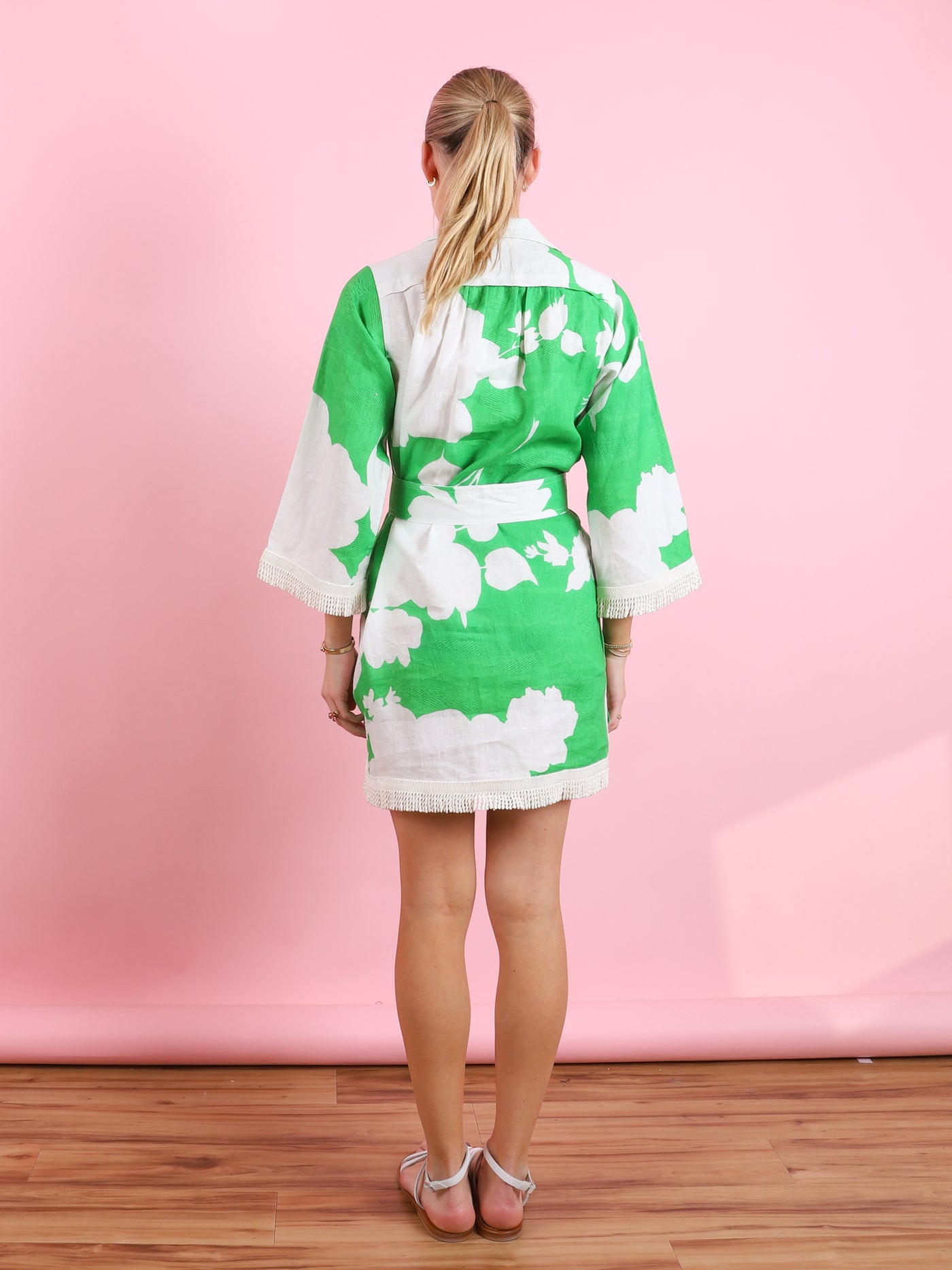 Shadow Floral Tunic Dress in Green