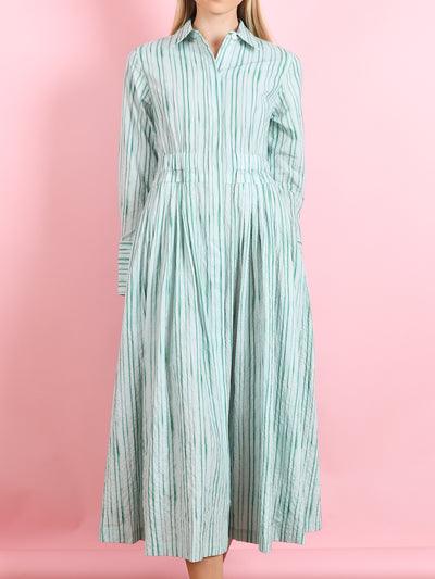 GREEN STRIPE LONG SLEEVED DRESS