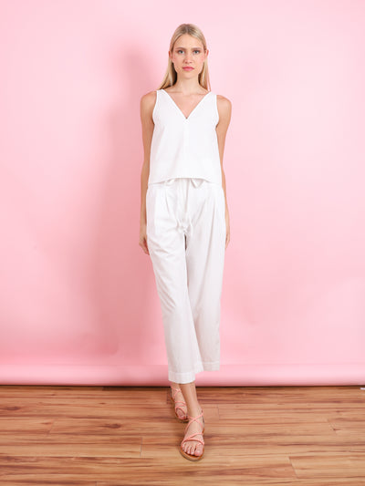 WHITE PAPERBAG PANTS