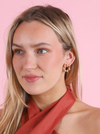 Daisy Earrings in Rhodochrosite