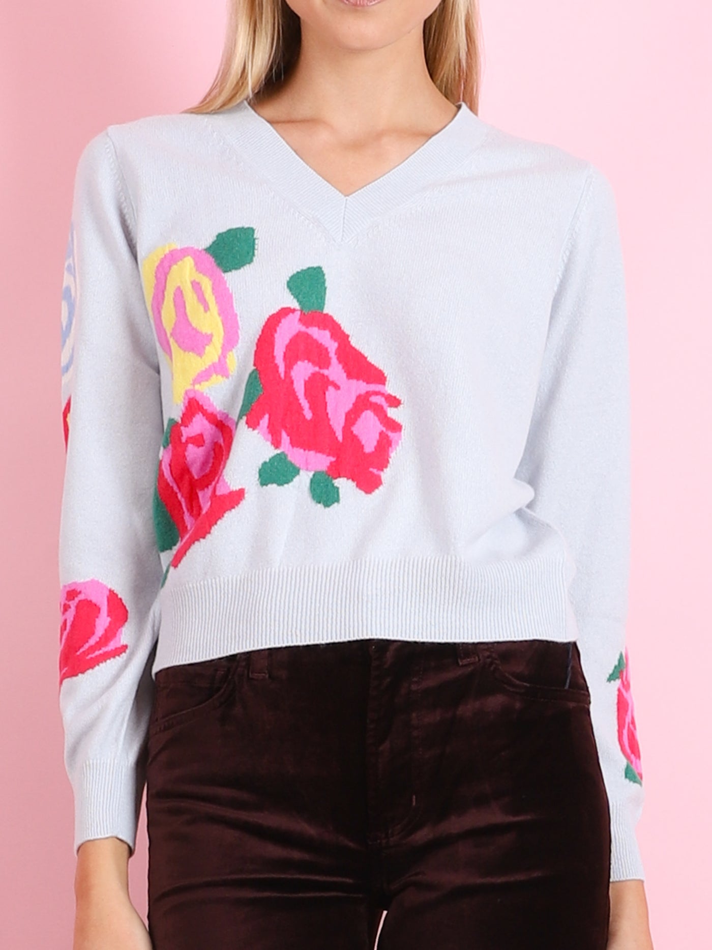 Flower Vee Sweater