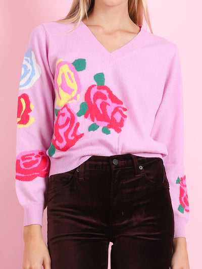 Flower Vee Sweater