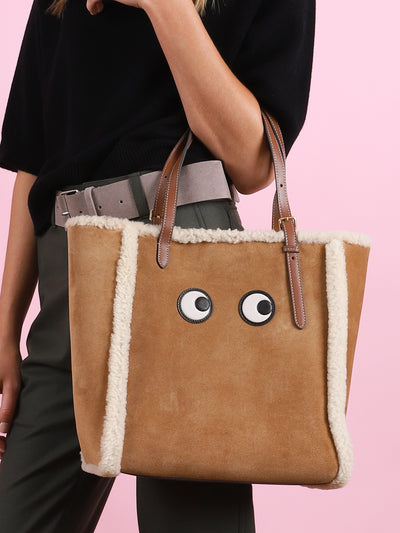 Small Suede & Shearling Eyes Tote