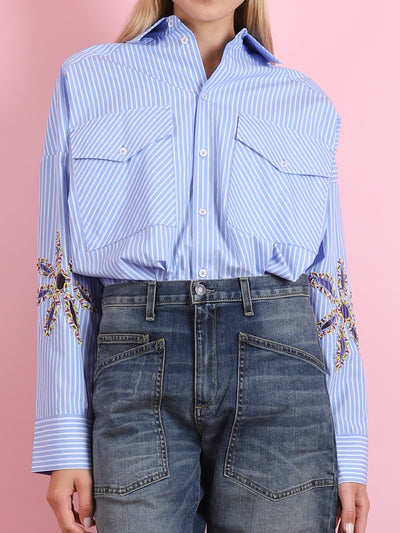 CUTOUT STRIPE SHIRT