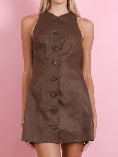 Vest Mini Dress in Brown