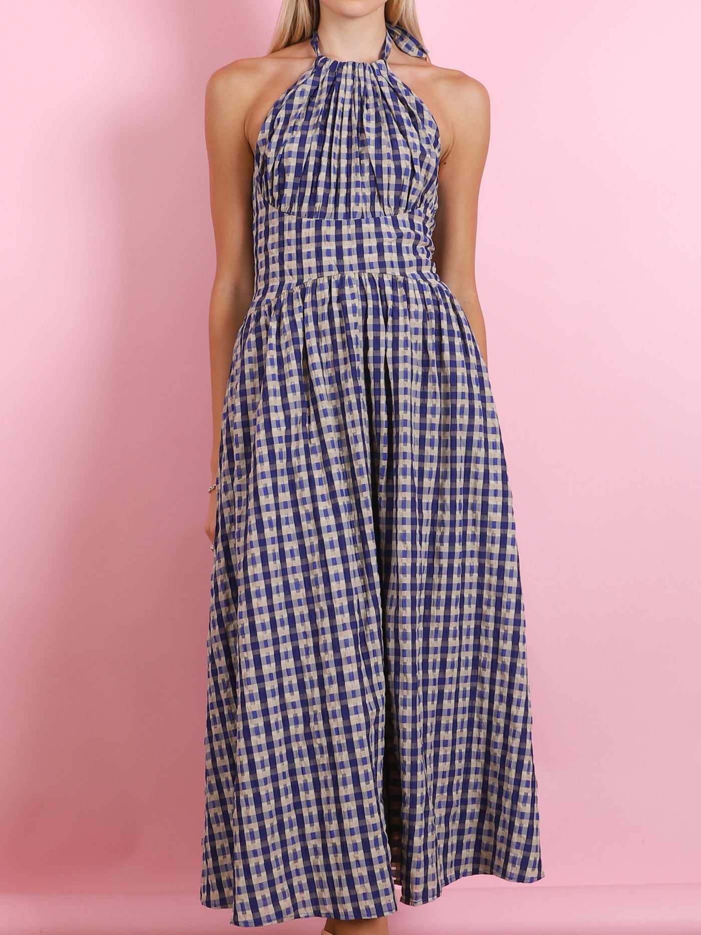 Halter in the Name of Love Seersucker Dress CabanaCanary Halter in the Name of Love Seersucker Dress CabanaCanary