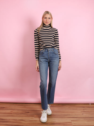 Little Stripe Roll Collar Sweater