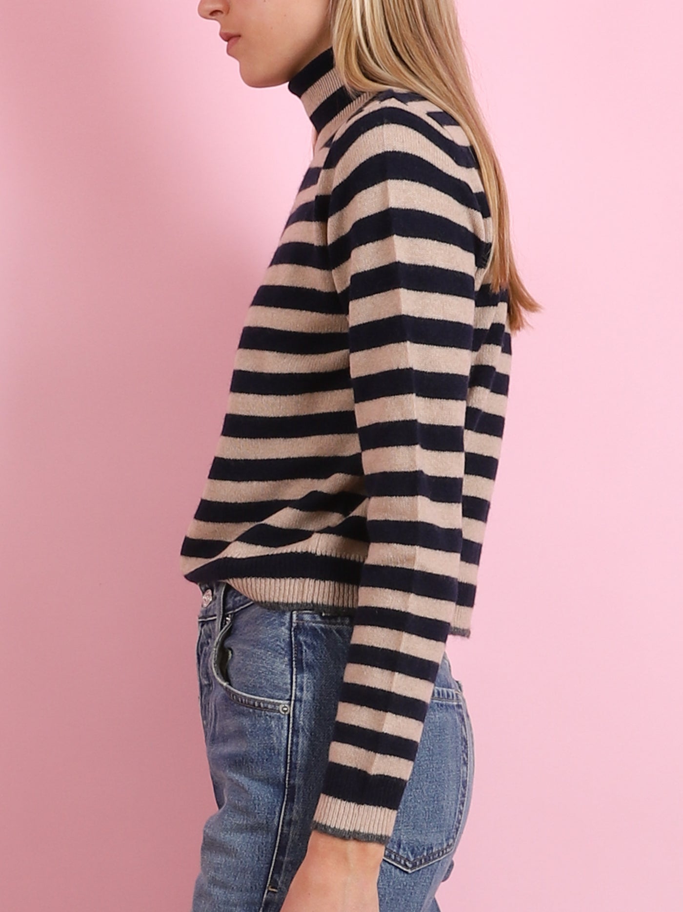 Little Stripe Roll Collar Sweater