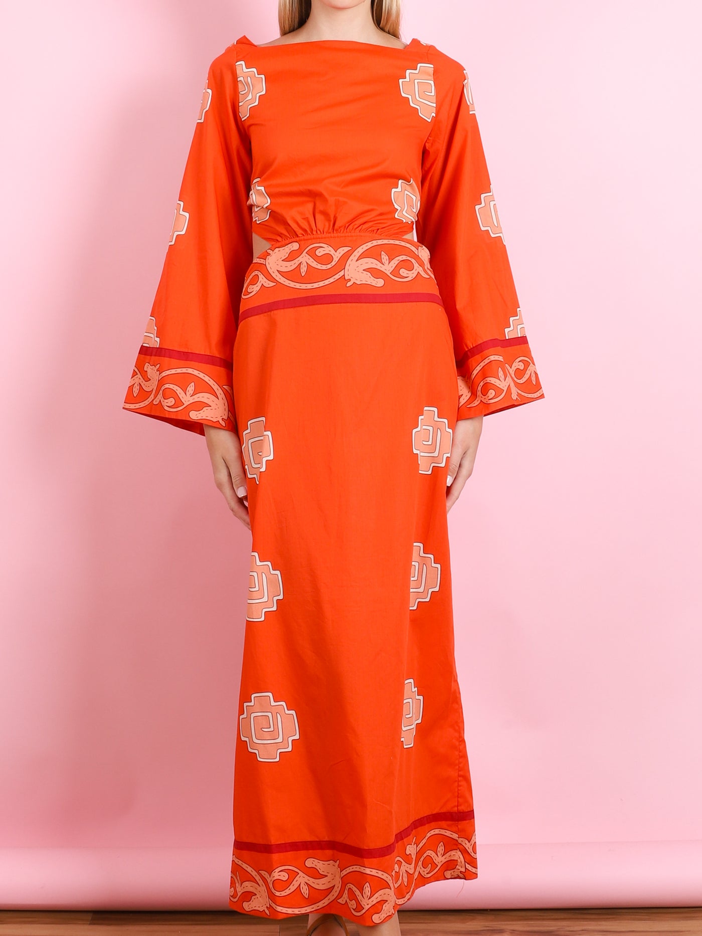 LIGHT POPLIN RED ANKLE DRESS