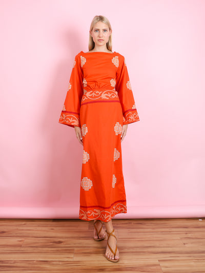 LIGHT POPLIN RED ANKLE DRESS