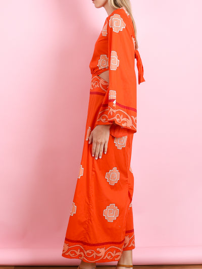 LIGHT POPLIN RED ANKLE DRESS