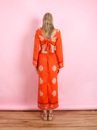 LIGHT POPLIN RED ANKLE DRESS