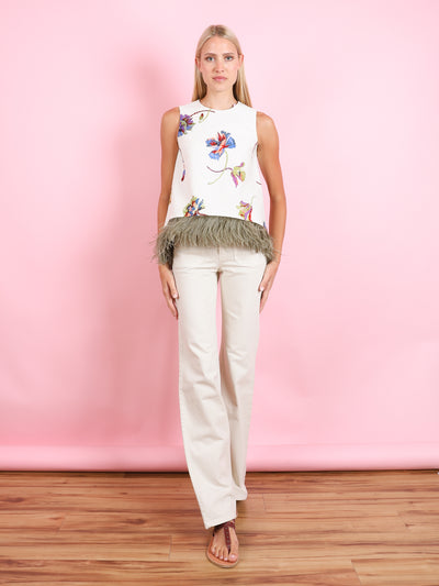 LA SCALA TOP WITH FEATHERS