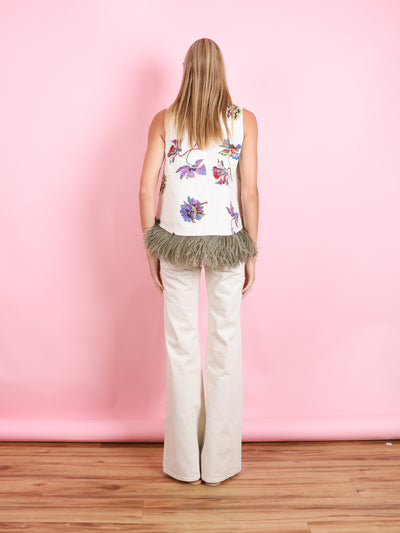 LA SCALA TOP WITH FEATHERS