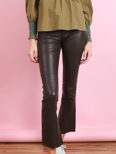 ANKLE FLARE LEATHER LEGGING