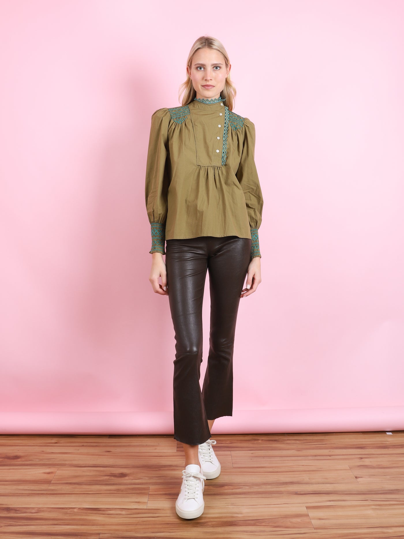 ANKLE FLARE LEATHER PANT