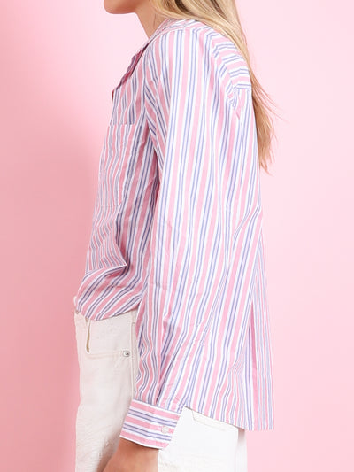 Silvio Shirt in Pink & Blue Stripes