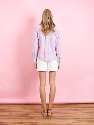 Silvio Shirt in Pink & Blue Stripes