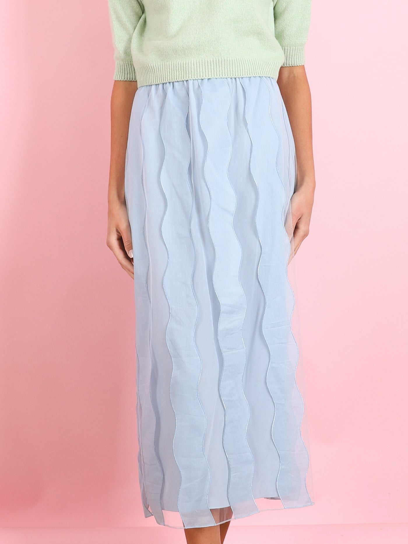 LUCY LIGHT BLUE WAVE PENCIL SKIRT