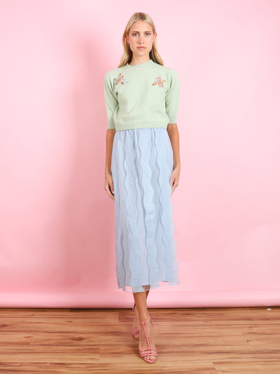 LUCY LIGHT BLUE WAVE PENCIL SKIRT