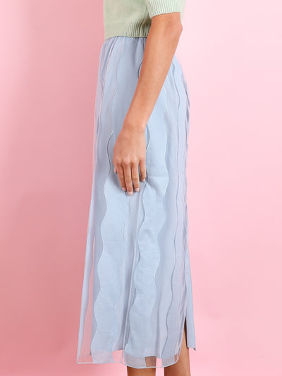LUCY LIGHT BLUE WAVE PENCIL SKIRT