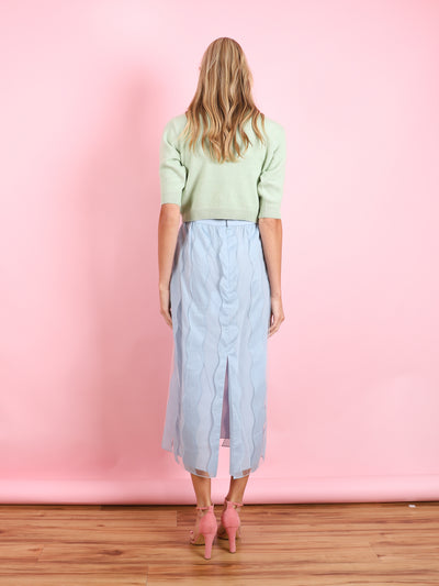 LUCY LIGHT BLUE WAVE PENCIL SKIRT