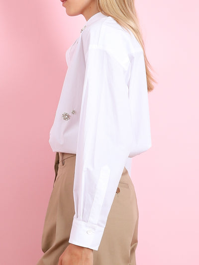EMBELLISHED WHITE BUTTON DOWN
