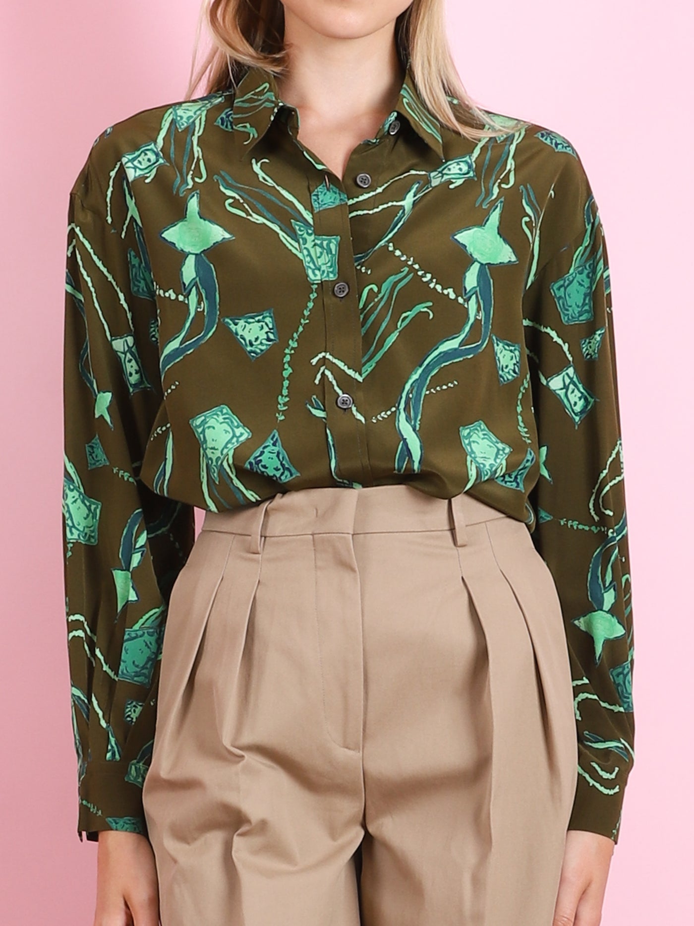 SILK BUTTON DOWN PRINTED SHIRT