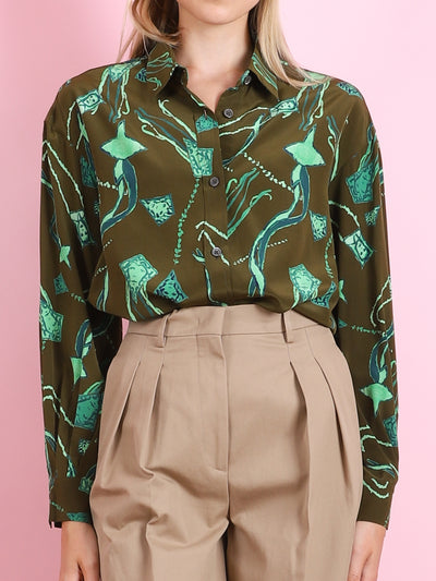 SILK BUTTON DOWN PRINTED SHIRT