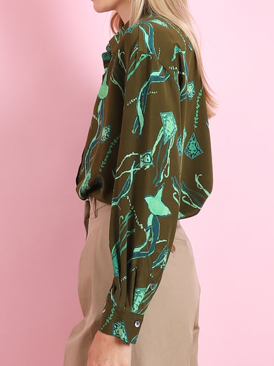 SILK BUTTON DOWN PRINTED SHIRT