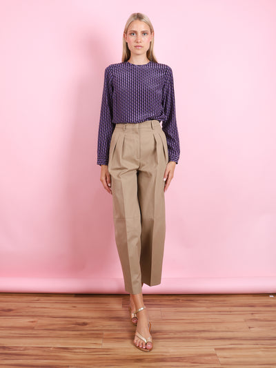 DARK LILAC SILK LONG SLEEVE BLOUSE