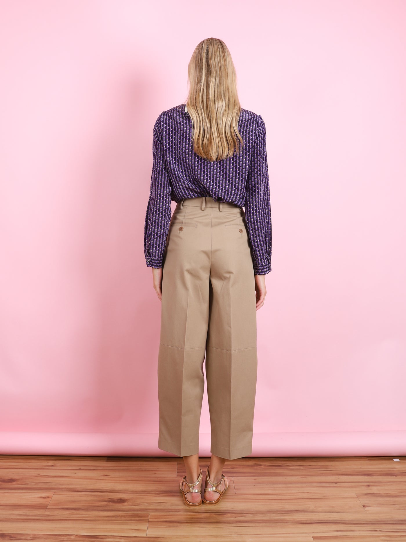 DARK LILAC SILK LONG SLEEVE BLOUSE