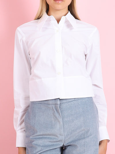 WHITE CROP BUTTON DOWN