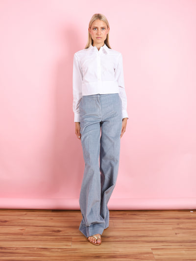 WHITE CROP BUTTON DOWN
