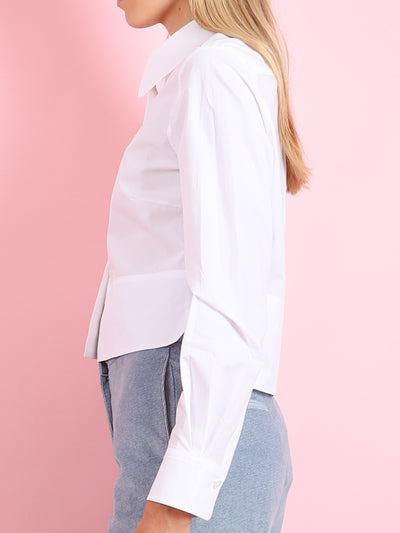 WHITE CROP BUTTON DOWN