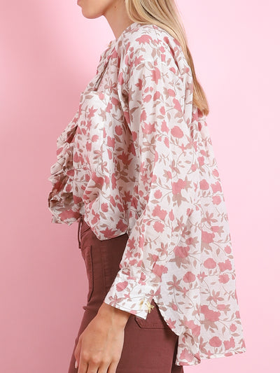 CREAM BASE GARDENIA FRILL SHIRT