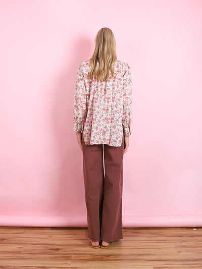 CREAM BASE GARDENIA FRILL SHIRT