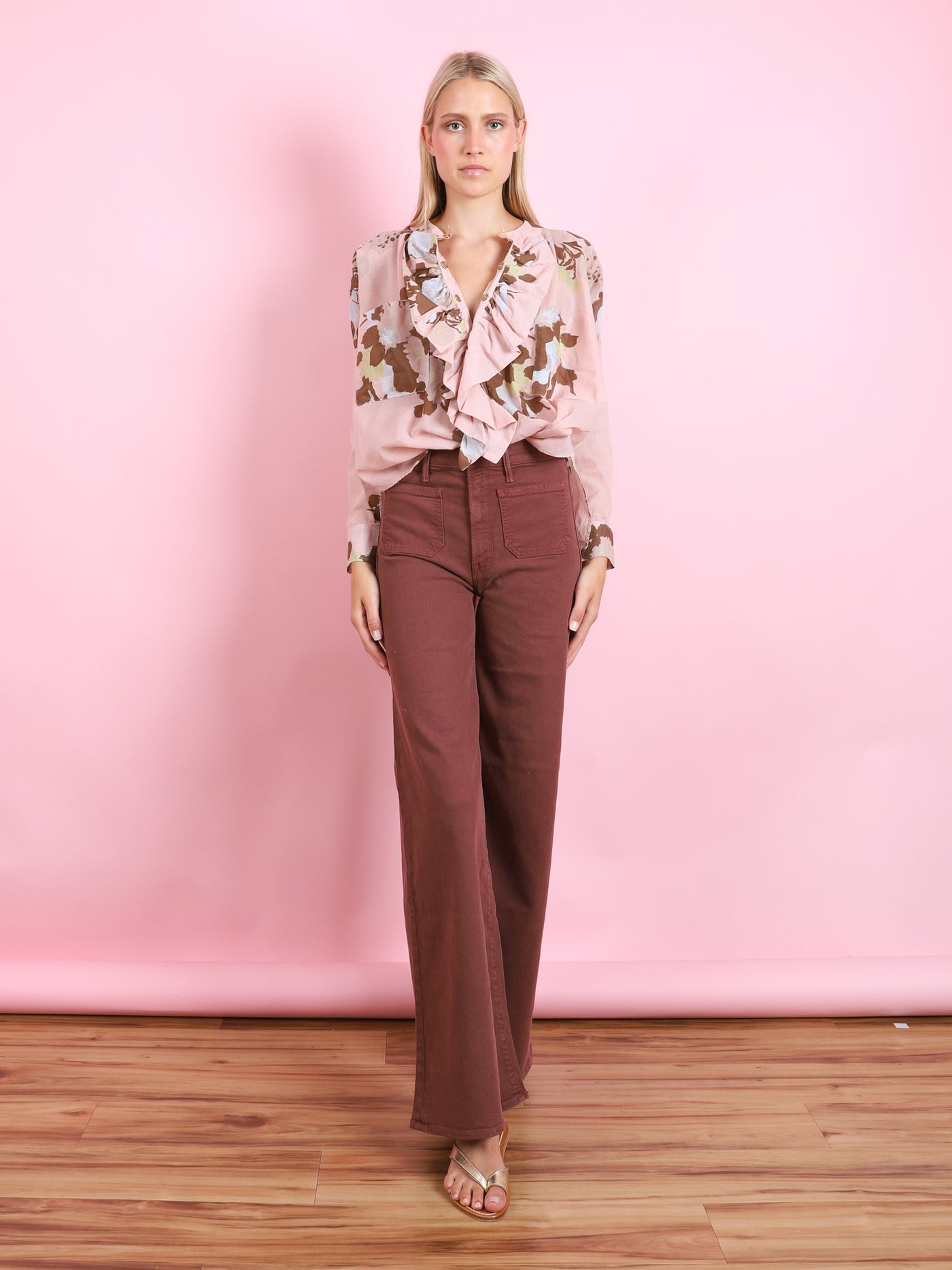 BIG FLOWER PEONY BASE FRILL SHIRT