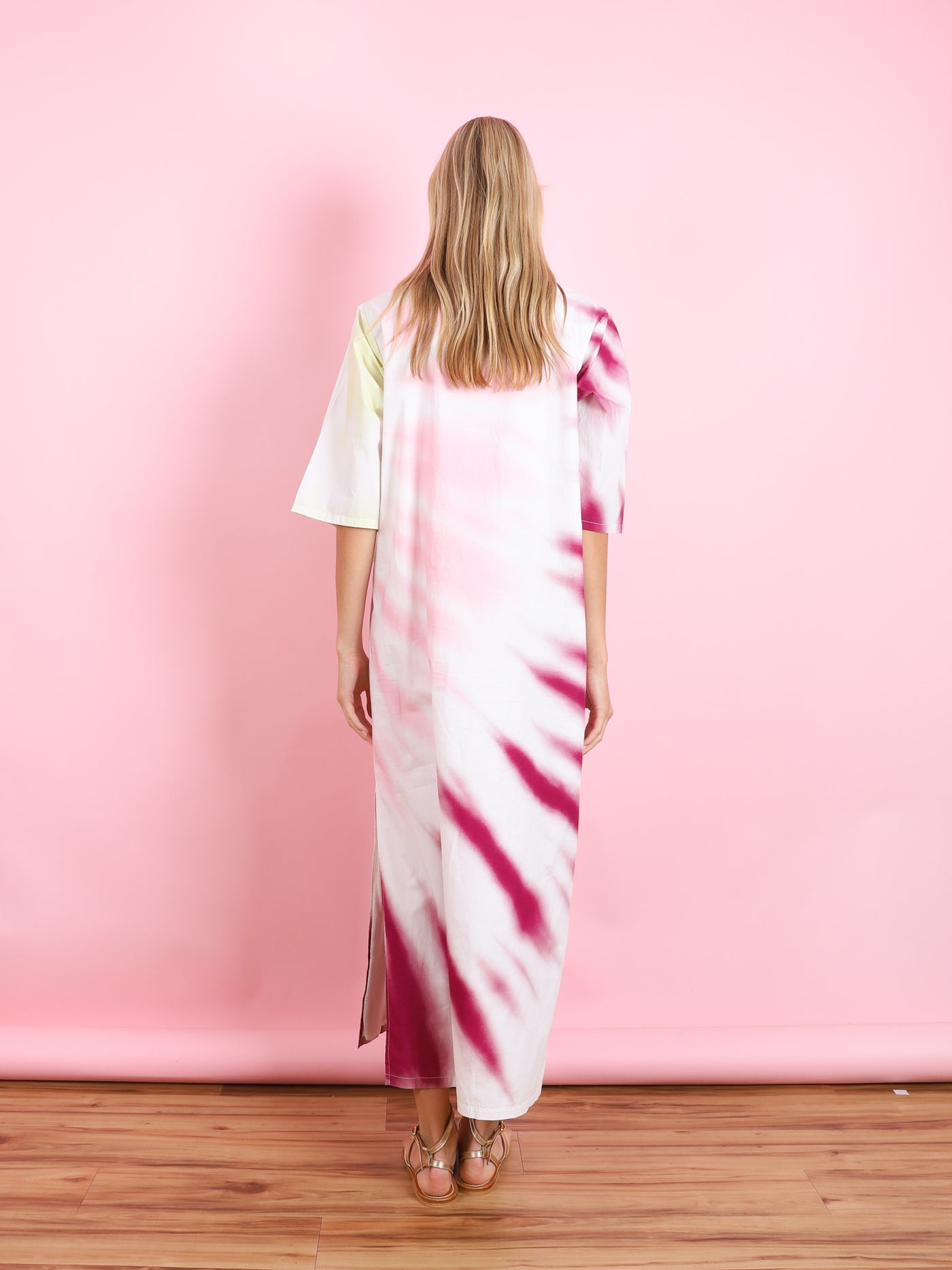 CAFTAN DRESS IN TIE-DYE COTTON POPLIN