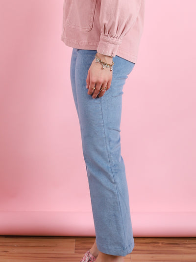 Ankle Flare Corduroy Pant in Chambray