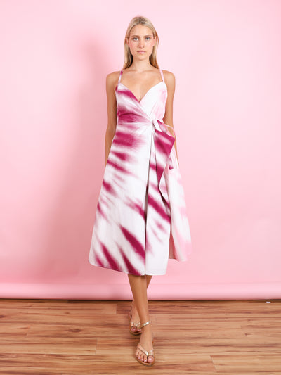 THAT'S A WRAP! DRESS IN TIE-DYE COTTON POPLIN