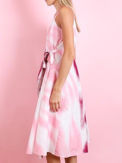 THAT'S A WRAP! DRESS IN TIE-DYE COTTON POPLIN