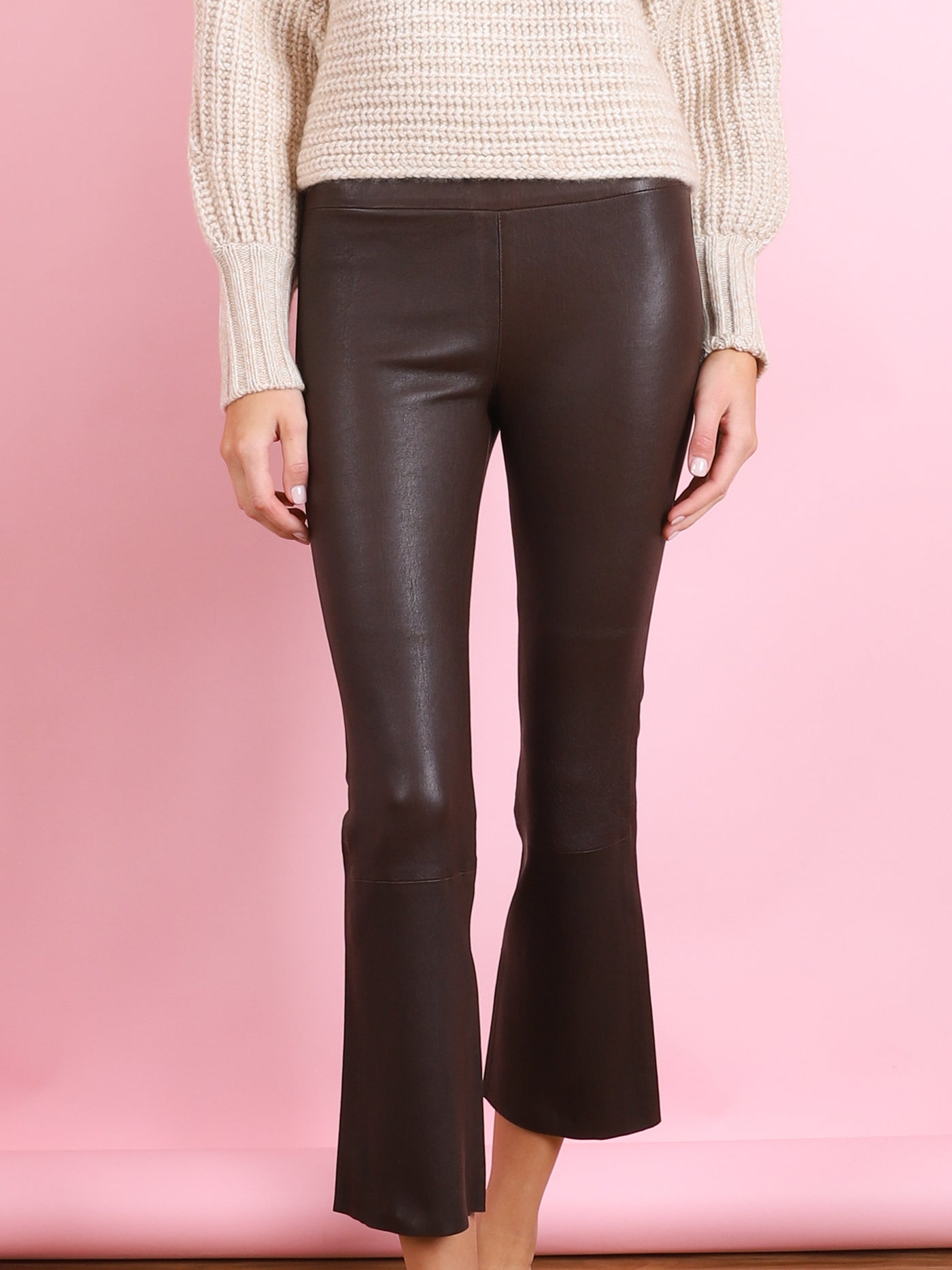 Crop Flare Leather Legging